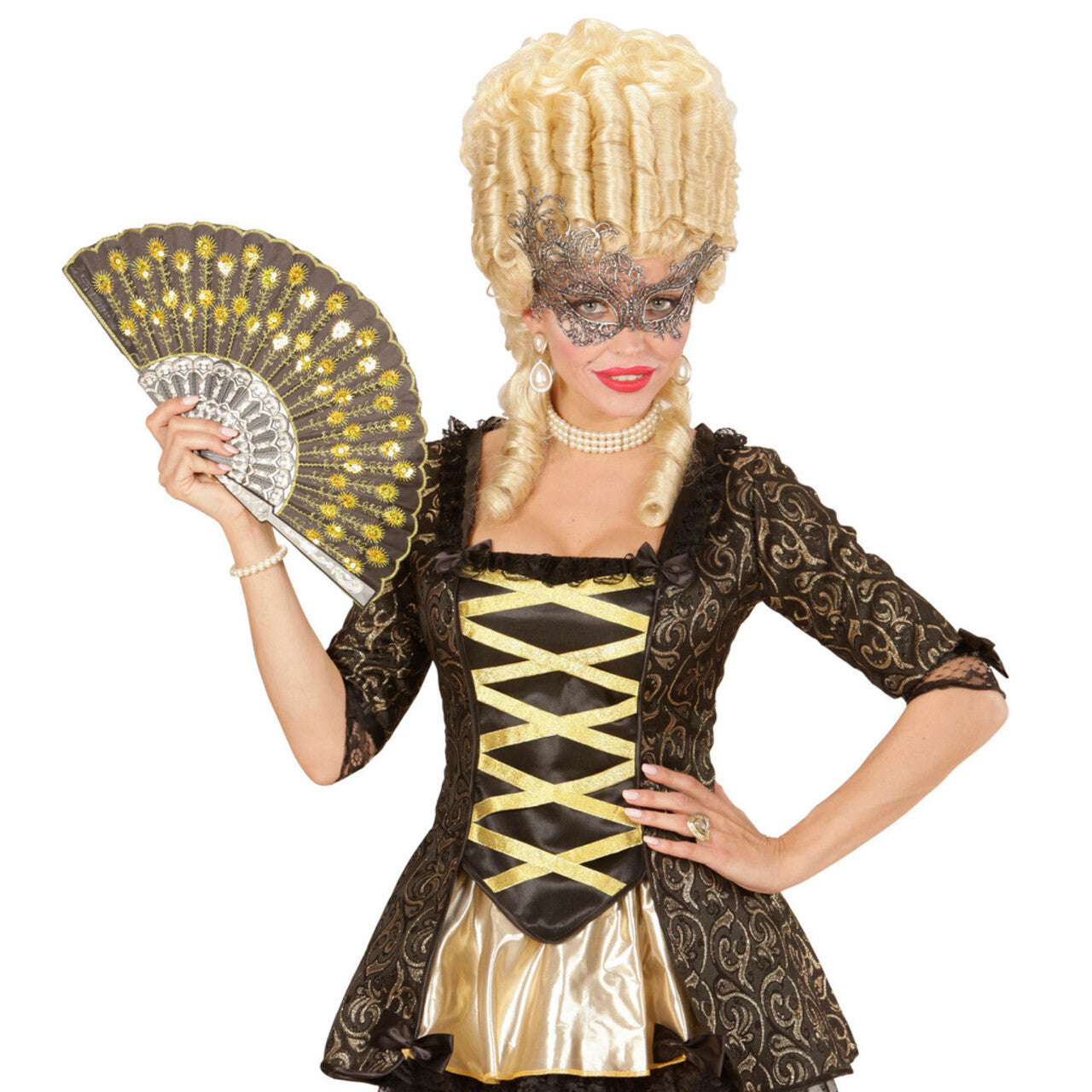 Op deze afbeelding zie je een Accessoires, van het merk Widmann. Fantasia Oogmasker Kant, Antiek Zilver Barok