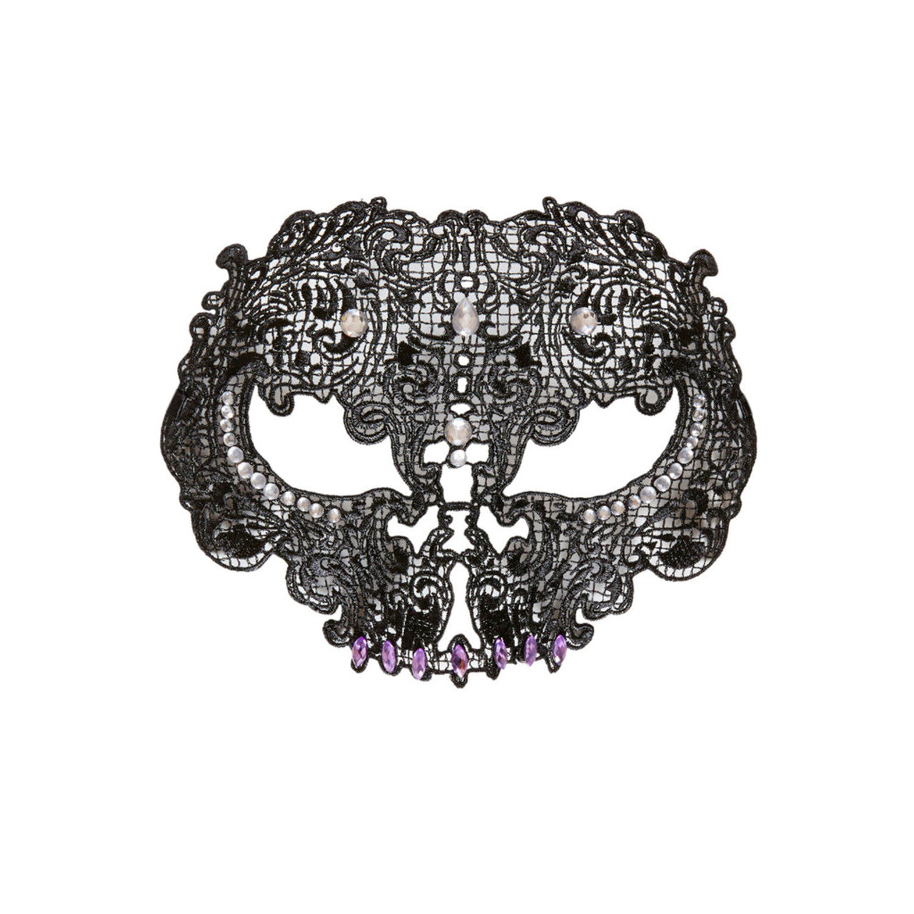 Op deze afbeelding zie je een Accessoires, van het merk Widmann. Masker Kant, Schedel Met Stenen, Zwart Eyes Wide Shut