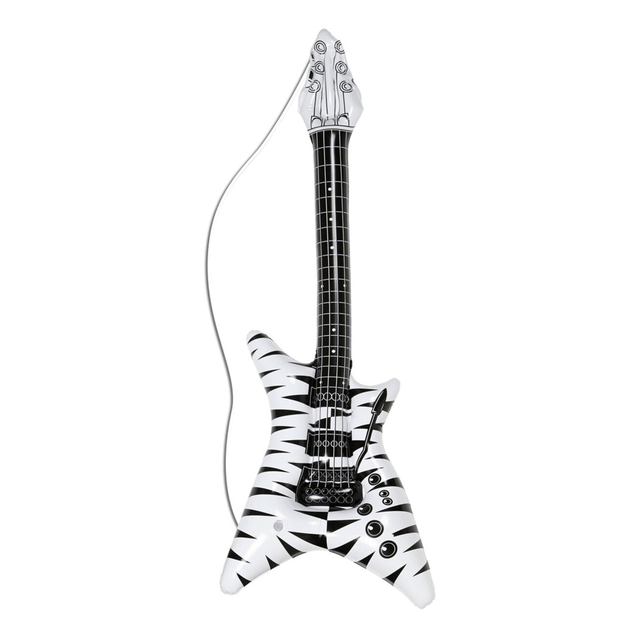 Op deze afbeelding zie je een Accessoires, van het merk Widmann. Rocker Opblaasbare Gitaar, Zebra