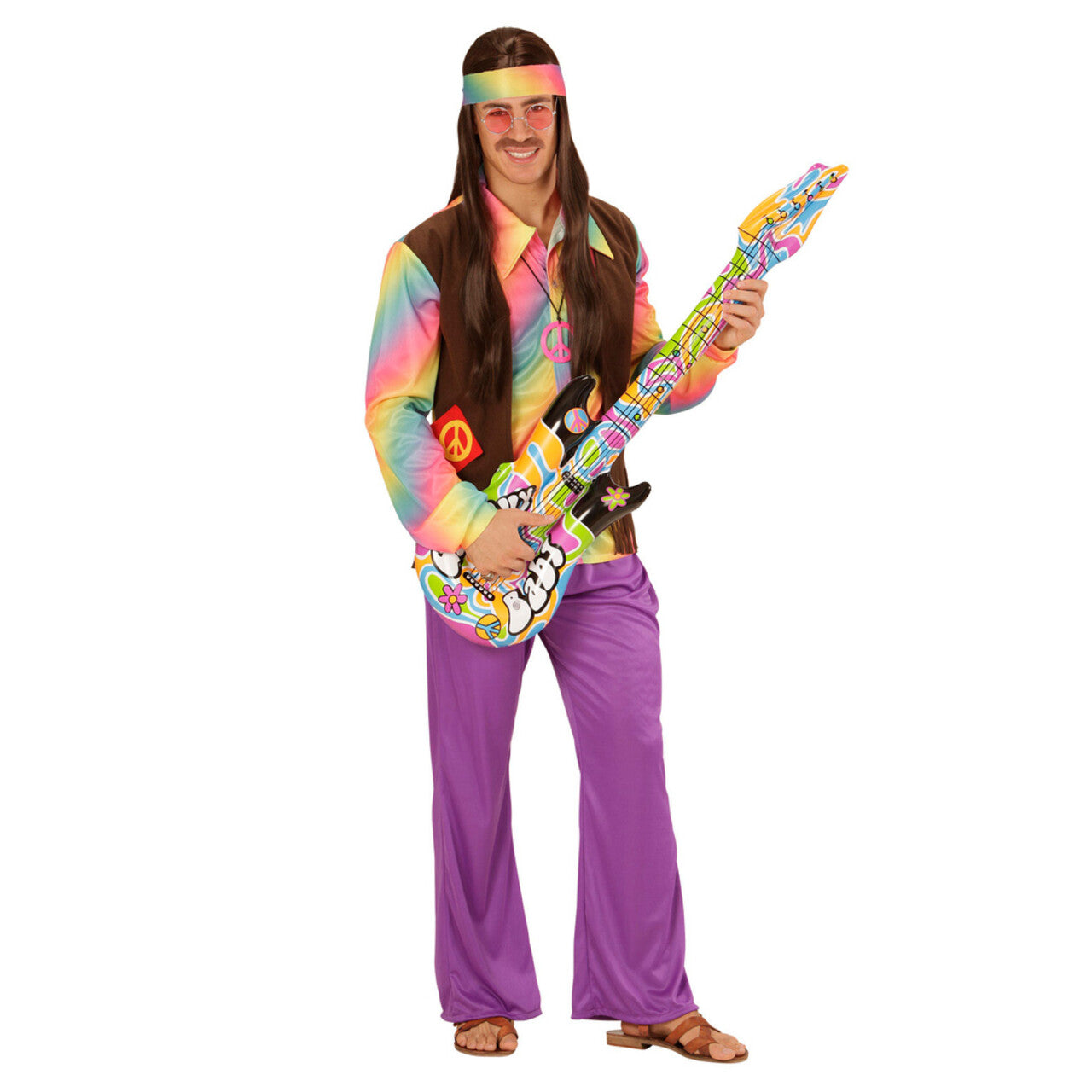Op deze afbeelding zie je een Accessoires, van het merk Widmann. Hippie Opblaasbare Gitaar Groovy 105 Centimeter