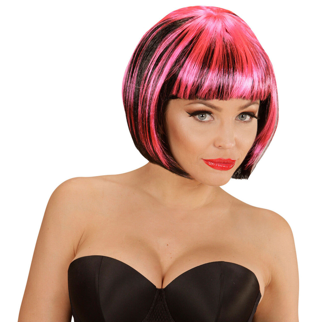 Op deze afbeelding zie je een Accessoires, van het merk Widmann. Emo Pruik, Streaks Zwart / Pink