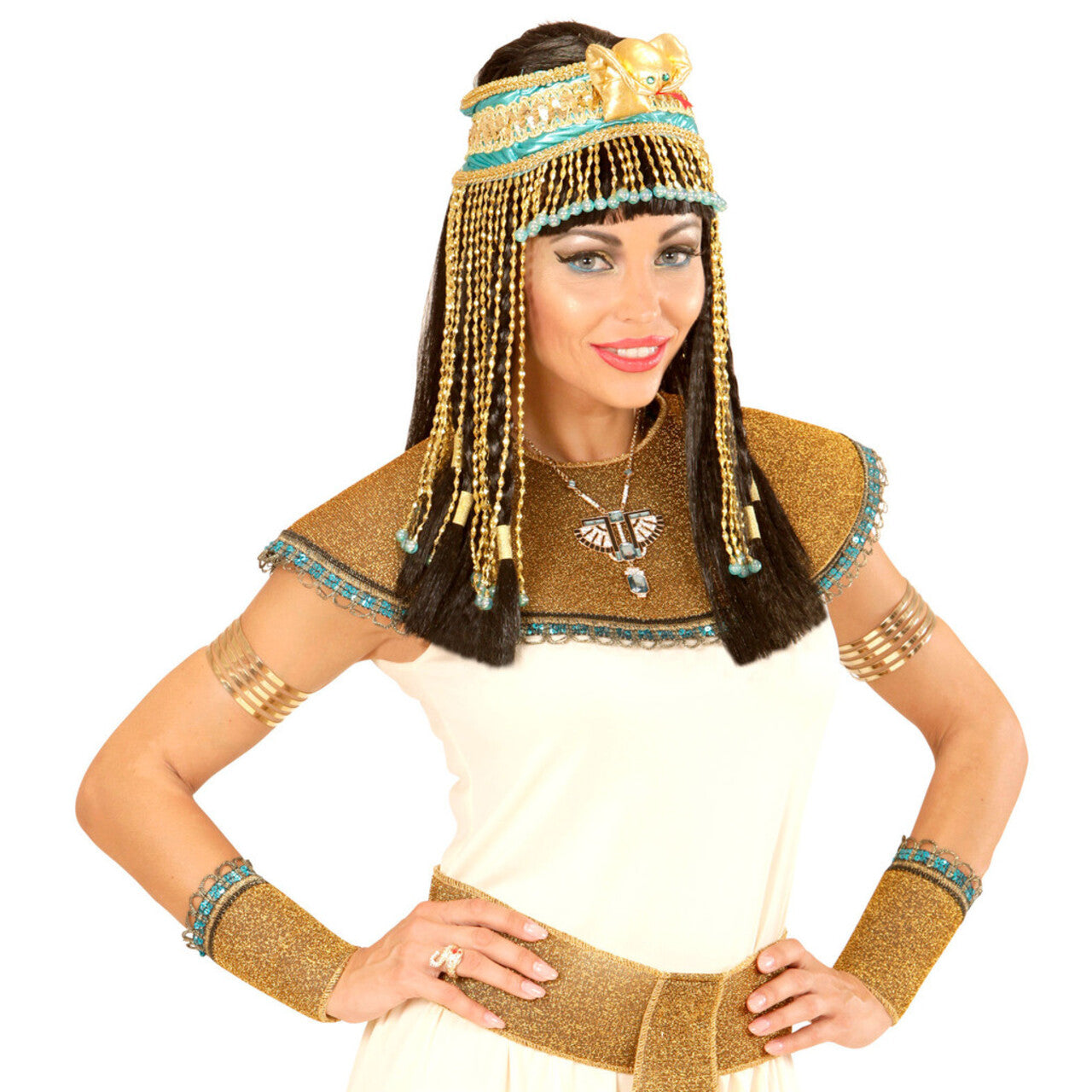 Op deze afbeelding zie je een Accessoires, van het merk Widmann. Cleopatra Bepareld Egyptisch Hoofdstuk