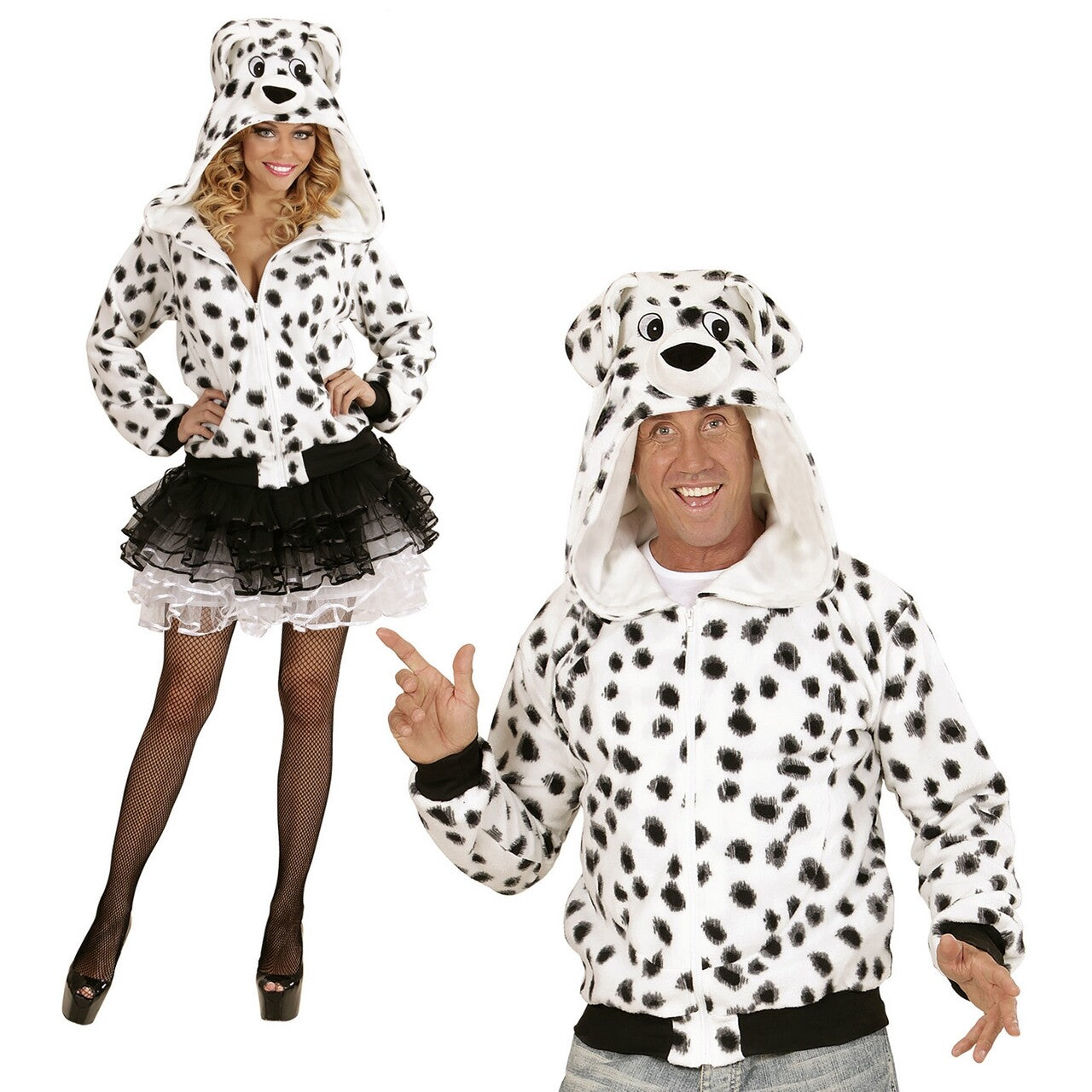 Op deze afbeelding zie je een Kostuums, van het merk Widmann. Grappige Hoodie, Dalmatier Kostuum