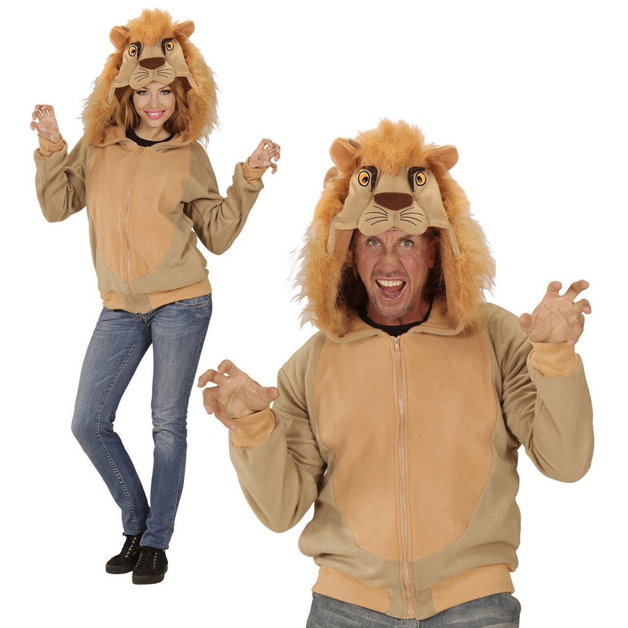 Op deze afbeelding zie je een Kostuums, van het merk Widmann. Grappige Hoodie, Leeuw Kostuum