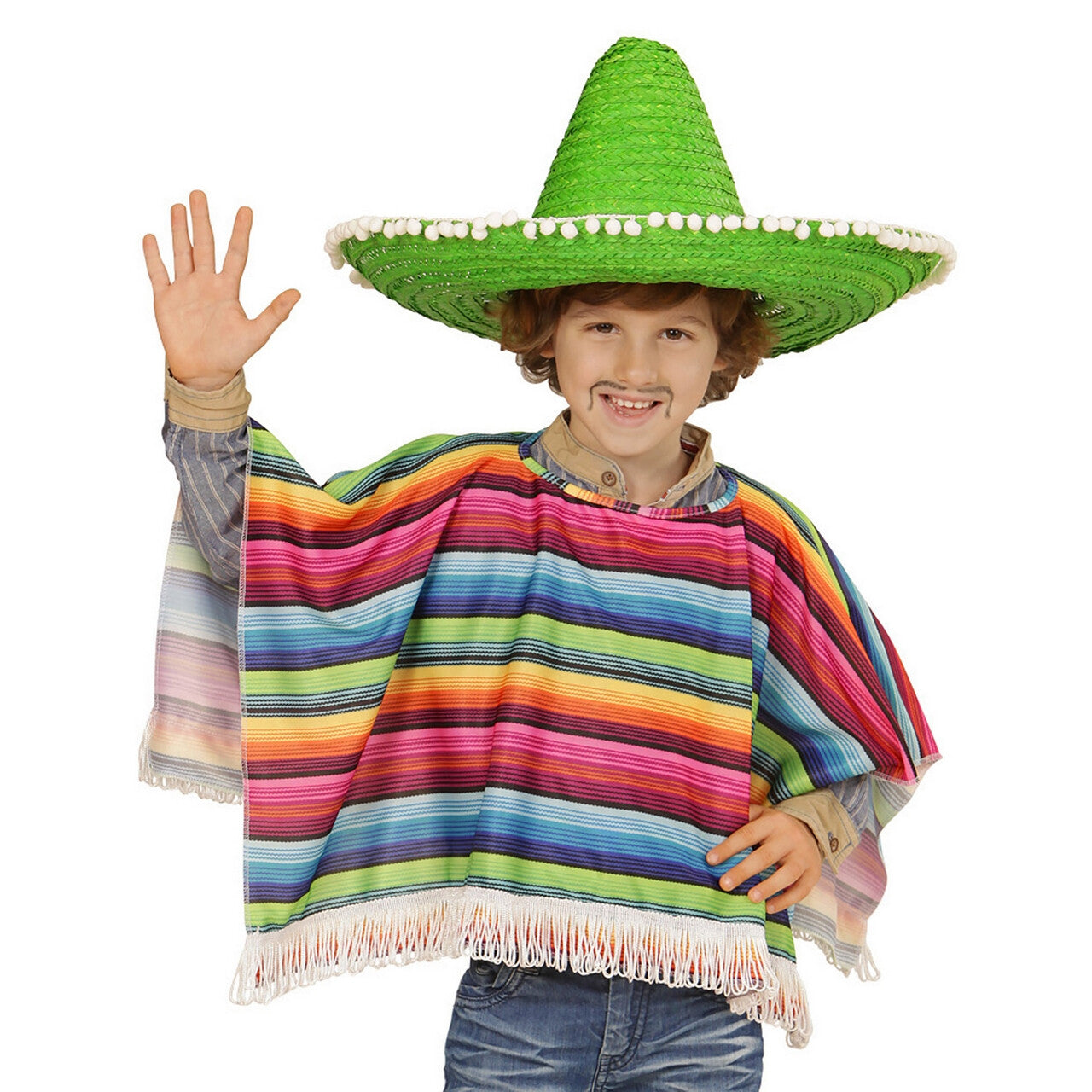 Op deze afbeelding zie je een Kostuums, van het merk Widmann. Hola Hombre Mexicaanse Poncho Kind Kind Kostuum