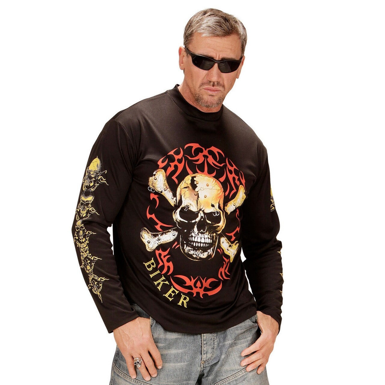 Op deze afbeelding zie je een Kostuums, van het merk Widmann. Terror Mc Biker Shirt Man