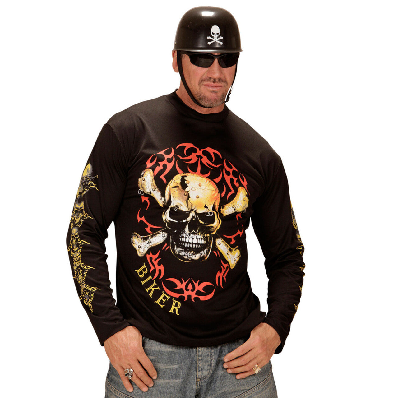 Op deze afbeelding zie je een Kostuums, van het merk Widmann. Terror Mc Biker Shirt Man