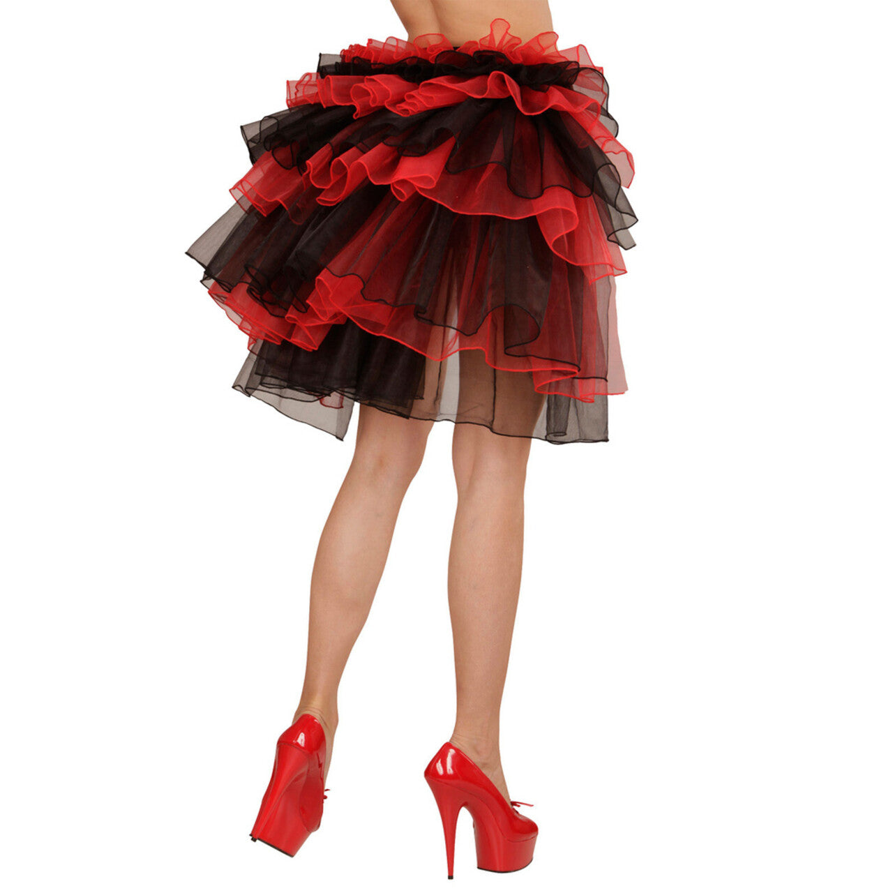 Op deze afbeelding zie je een Kostuums, van het merk Widmann. Show Omslagrok Burlesque, Zwart / Rood Vrouw