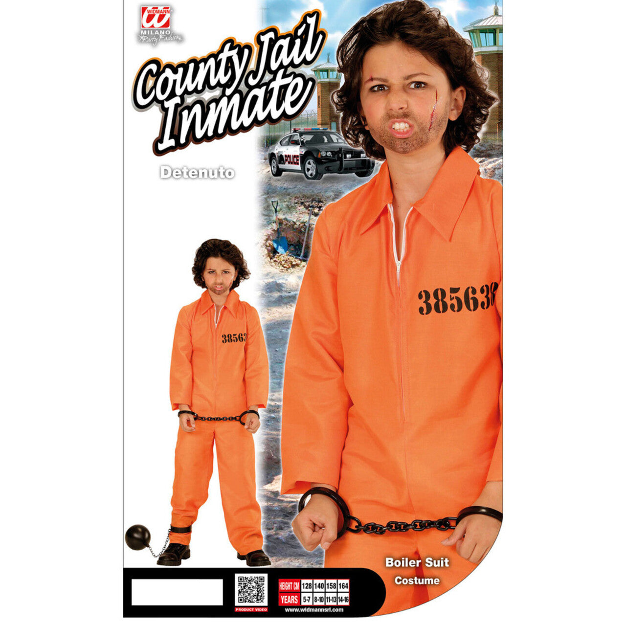 Op deze afbeelding zie je een Kostuums, van het merk Widmann. Gevangene Oranje Jongen Kostuum