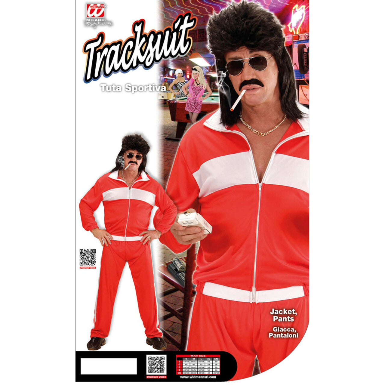 Op deze afbeelding zie je een Kostuums, van het merk Widmann. Fout Rood New Kids Trainingspak Man Kostuum