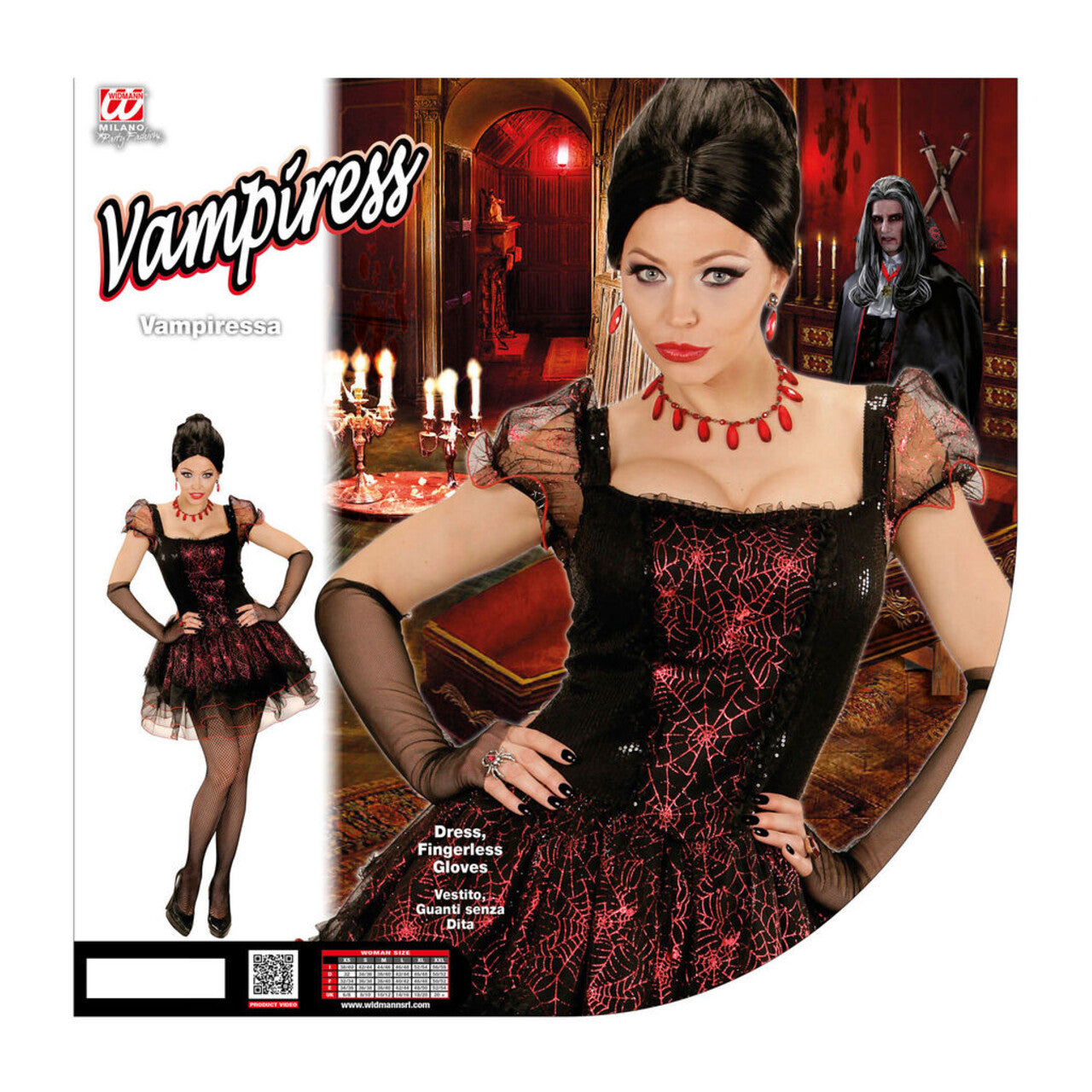 Op deze afbeelding zie je een Kostuums, van het merk Widmann. Burlesque Vampier Vrouw Kostuum
