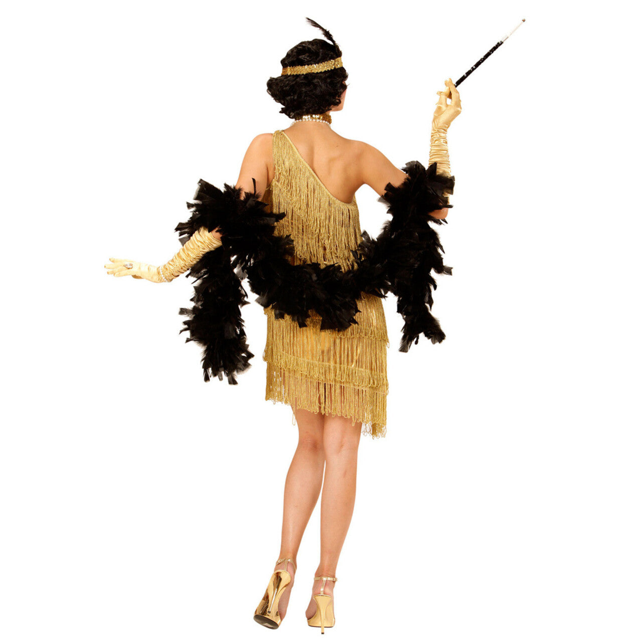 Op deze afbeelding zie je een Kostuums, van het merk Widmann. Amerikaanse Weelderigheid Flapper Goud Vrouw Kostuum