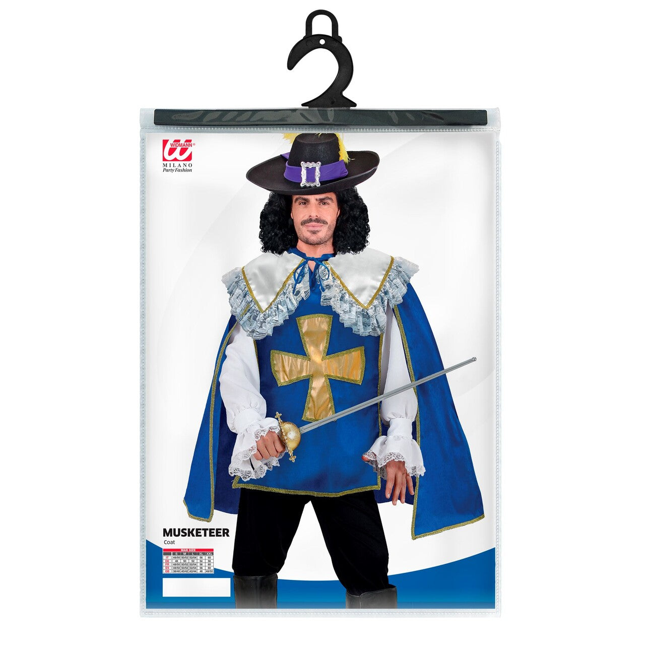 Op deze afbeelding zie je een Kostuums, van het merk Widmann. Franse Blauwe Musketier Top Man