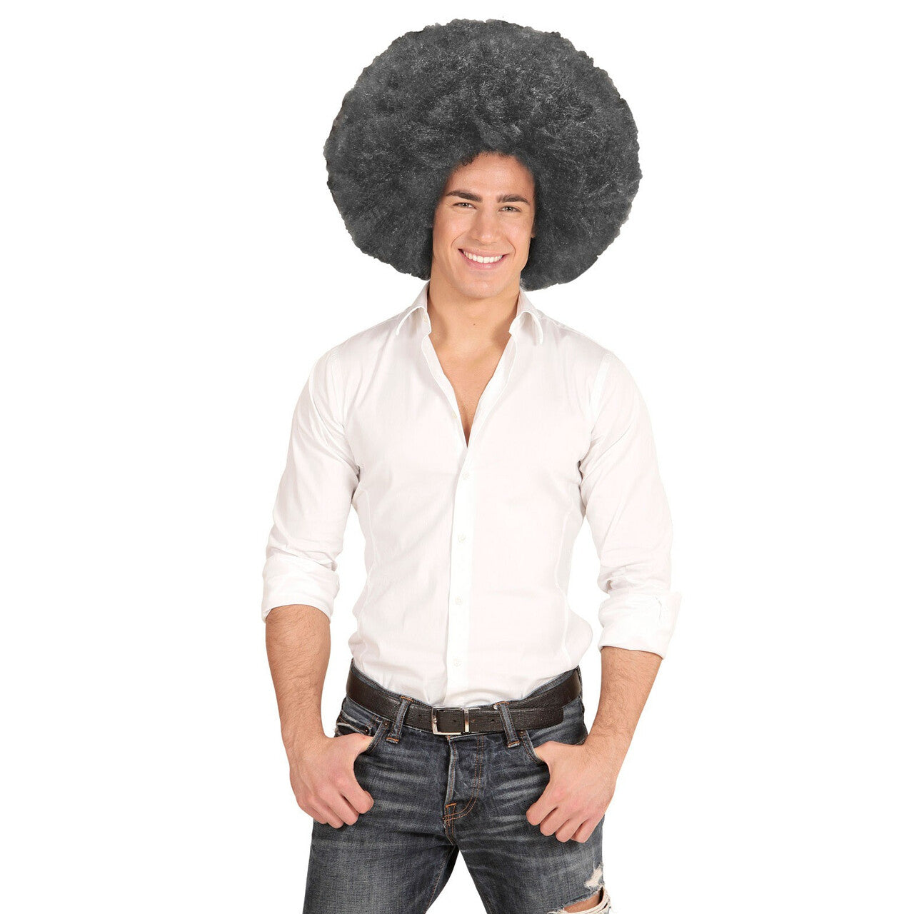 Op deze afbeelding zie je een Accessoires, van het merk Widmann. Soul Diva Pruik, Afro Extra Groot Zwart