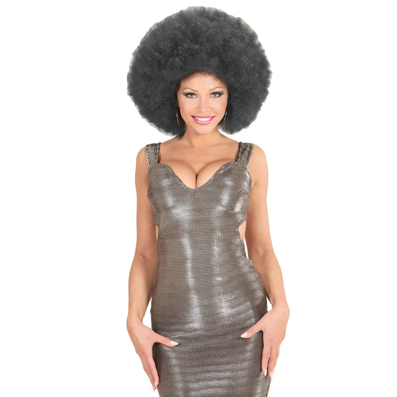 Op deze afbeelding zie je een Accessoires, van het merk Widmann. Soul Diva Pruik, Afro Extra Groot Zwart