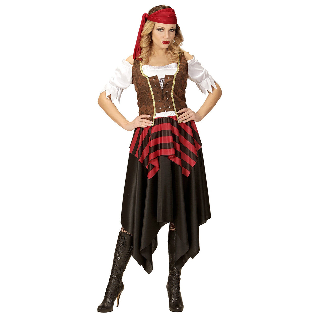 Op deze afbeelding zie je een Kostuums, van het merk Widmann. Hijs De Vlag Pirate Vrouw Kostuum