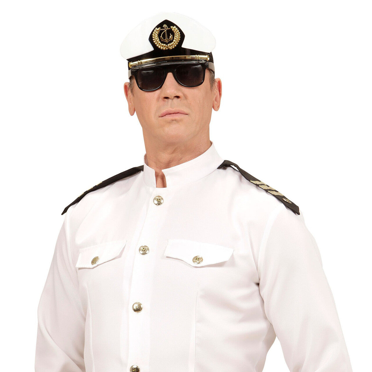 Op deze afbeelding zie je een Accessoires, van het merk Widmann. Captain Bril, Met Kapiteinspet