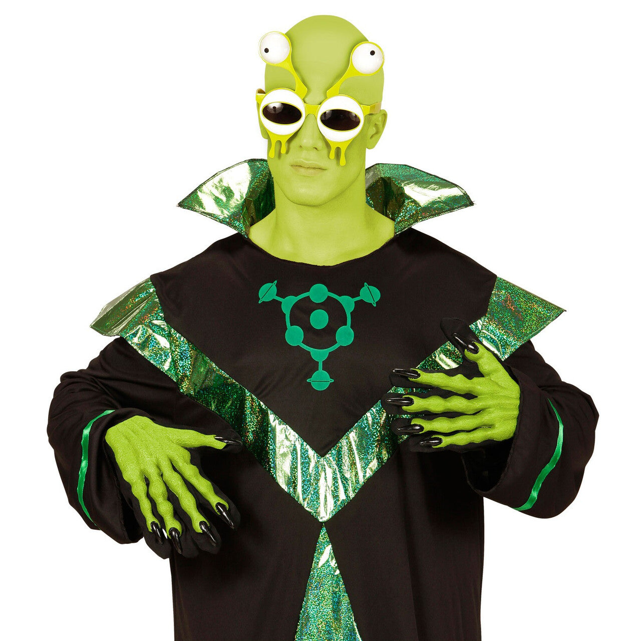 Op deze afbeelding zie je een Accessoires, van het merk Widmann. Space Bril, Alien Met Dubbele Ogen