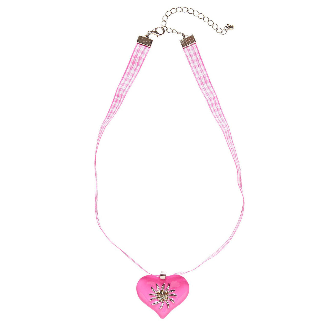 Op deze afbeelding zie je een Accessoires, van het merk Widmann. Hals Ketting Met Roze Hart En Edelweiss