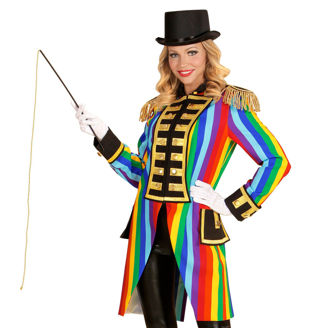Op deze afbeelding zie je een Kostuums, van het merk Widmann. Multicolor Frackjas Regenboog Vrouw
