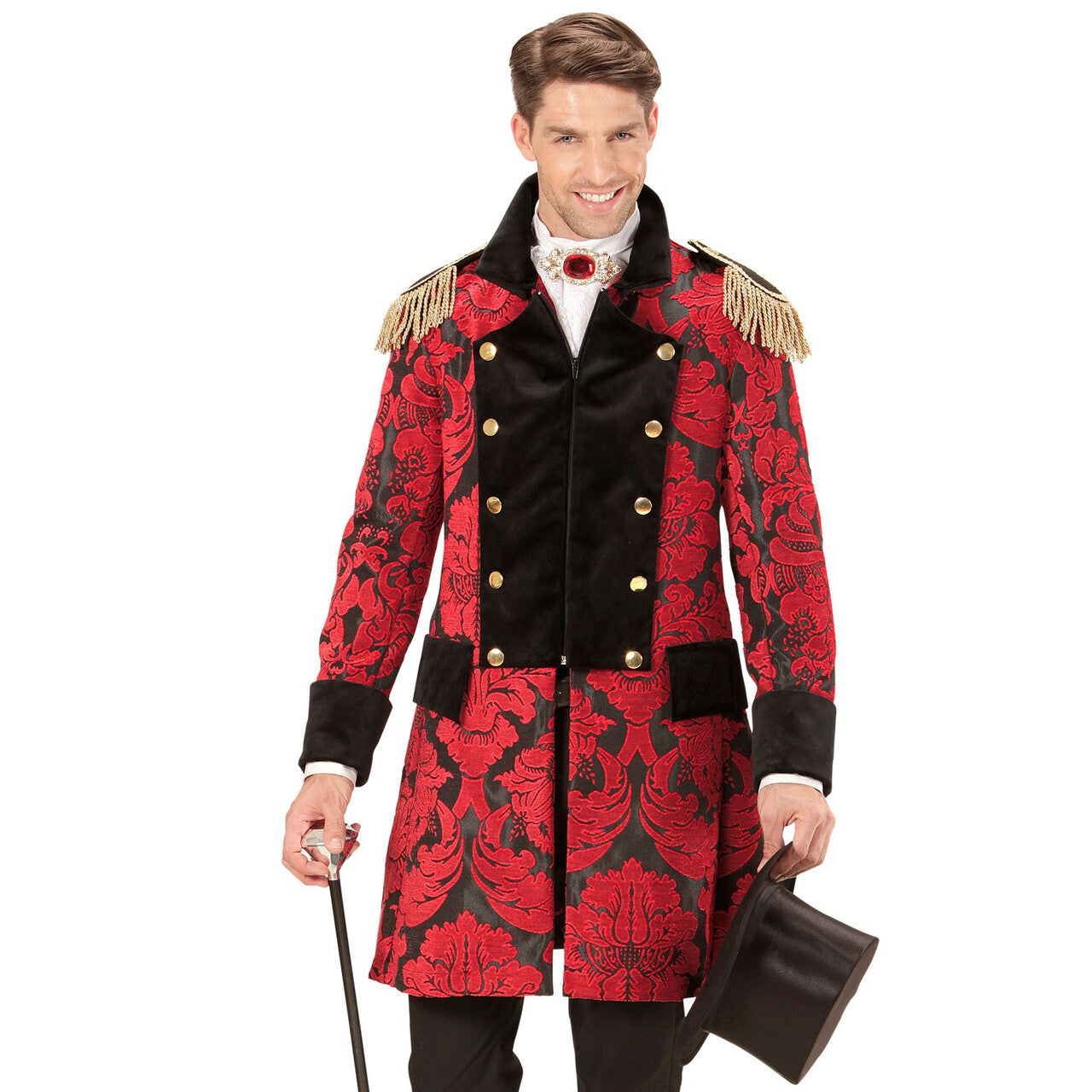 Op deze afbeelding zie je een Kostuums, van het merk Widmann. Royale Paradejas Rood Man