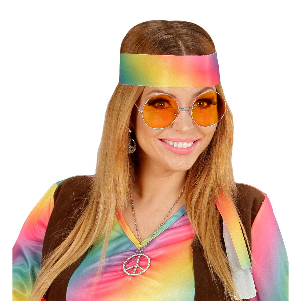Op deze afbeelding zie je een Accessoires, van het merk Widmann. Freaky Bril, 70s Oranje Glas