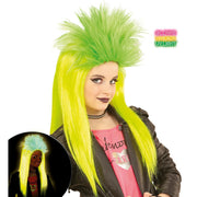 Op deze afbeelding zie je een Accessoires, van het merk Widmann. Neon Rock Pruik Kind Punk Geel / Groen