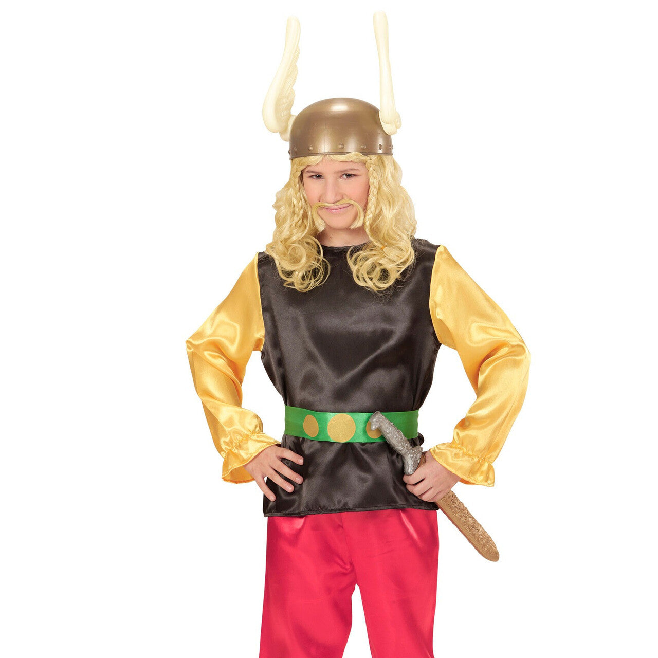 Op deze afbeelding zie je een Accessoires, van het merk Widmann. Viking Pruik, Kind Romein Met Snor