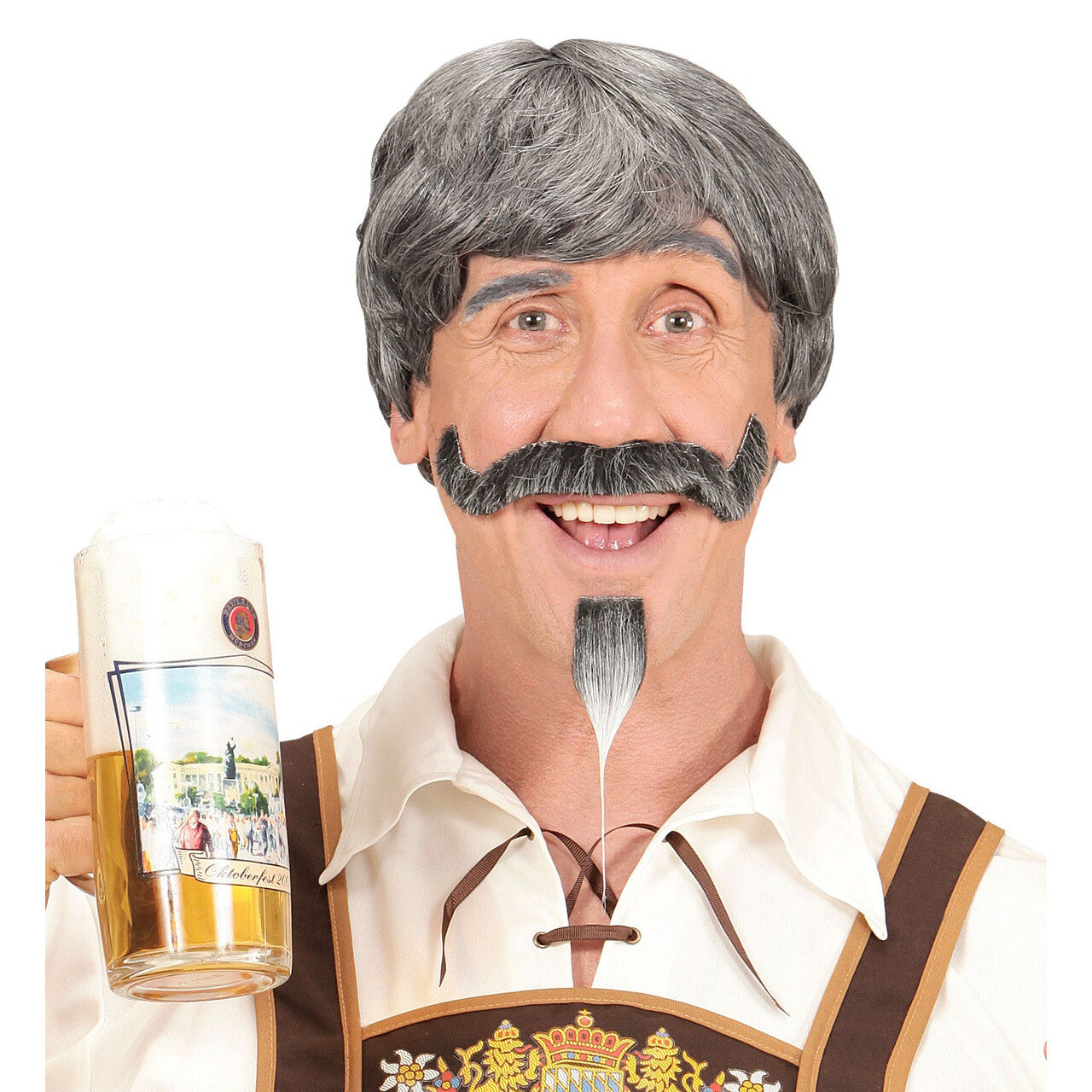 Op deze afbeelding zie je een Accessoires, van het merk Widmann. Pruik, Beierse Man Met Snor En Sik