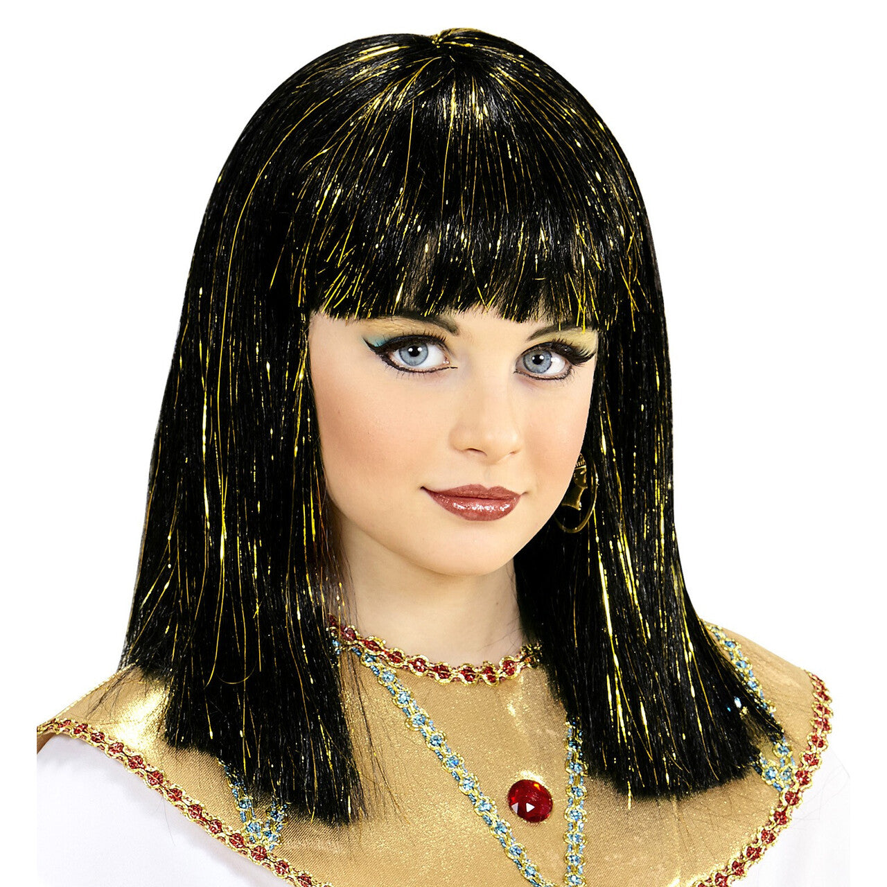 Op deze afbeelding zie je een Accessoires, van het merk Widmann. Cheops Pruik, Cleopatra Kind