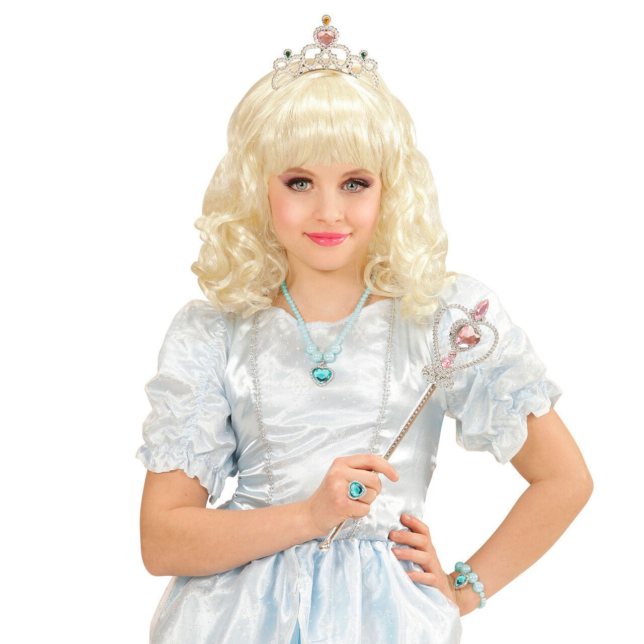 Op deze afbeelding zie je een Accessoires, van het merk Widmann. Schoonheidskoningin Pruik Prinses Kind