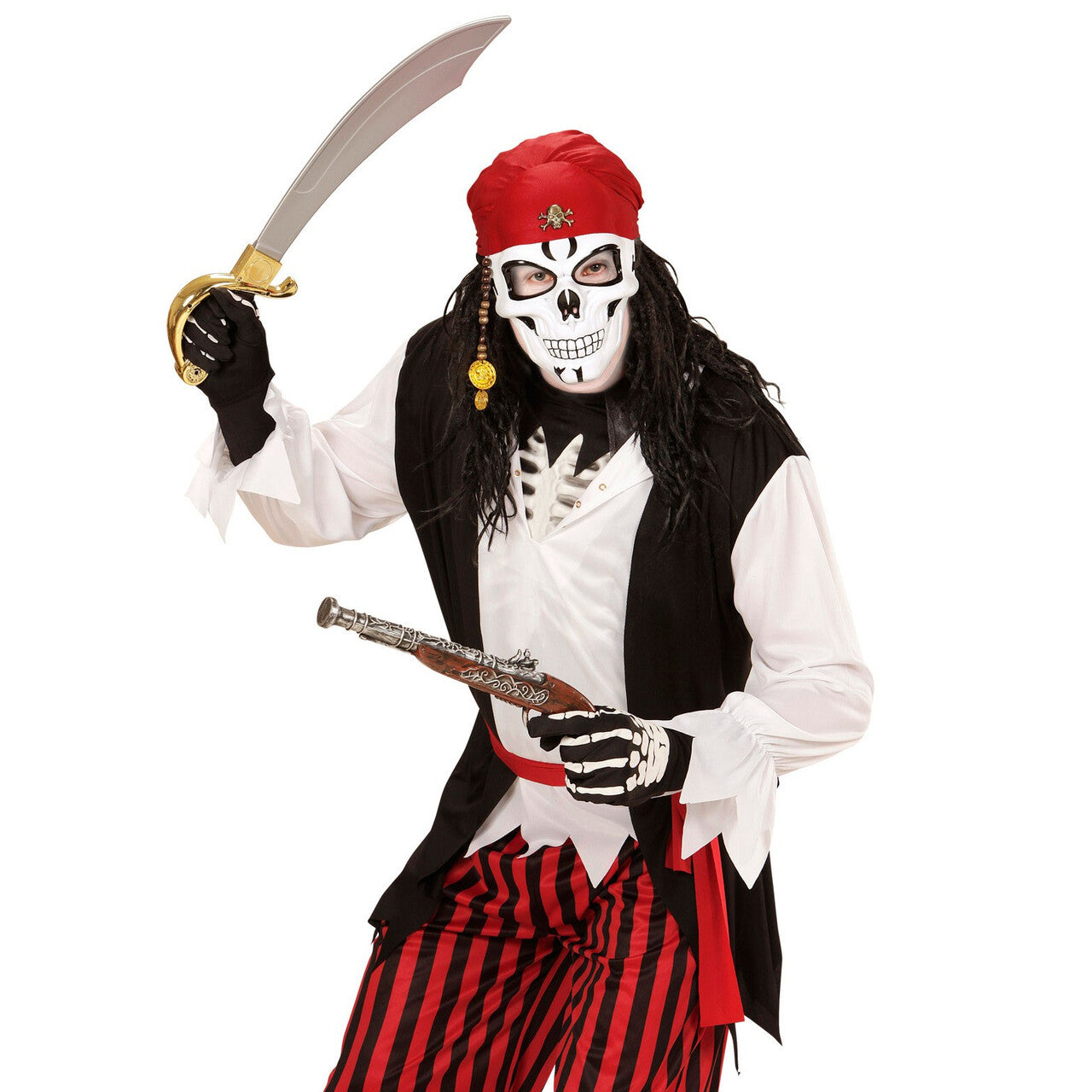 Op deze afbeelding zie je een Accessoires, van het merk Widmann. Eng Piraten Schedel Masker Met Baard