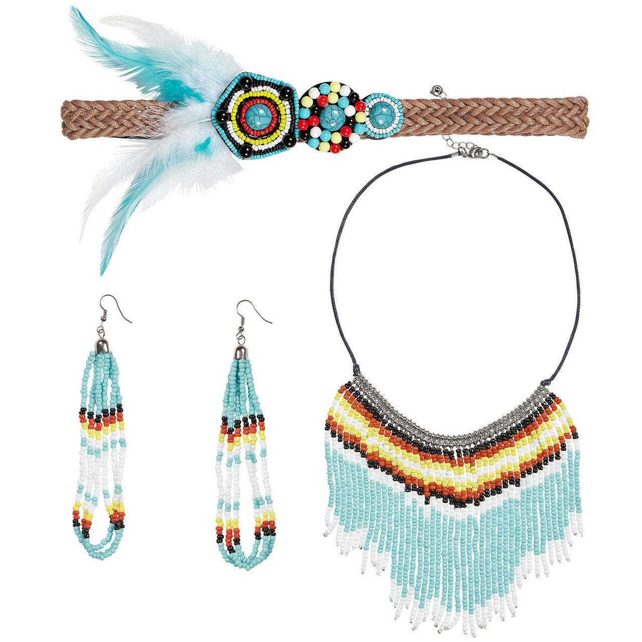 Op deze afbeelding zie je een Accessoires, van het merk Widmann. Accessoires Set Indiaanse Blauw