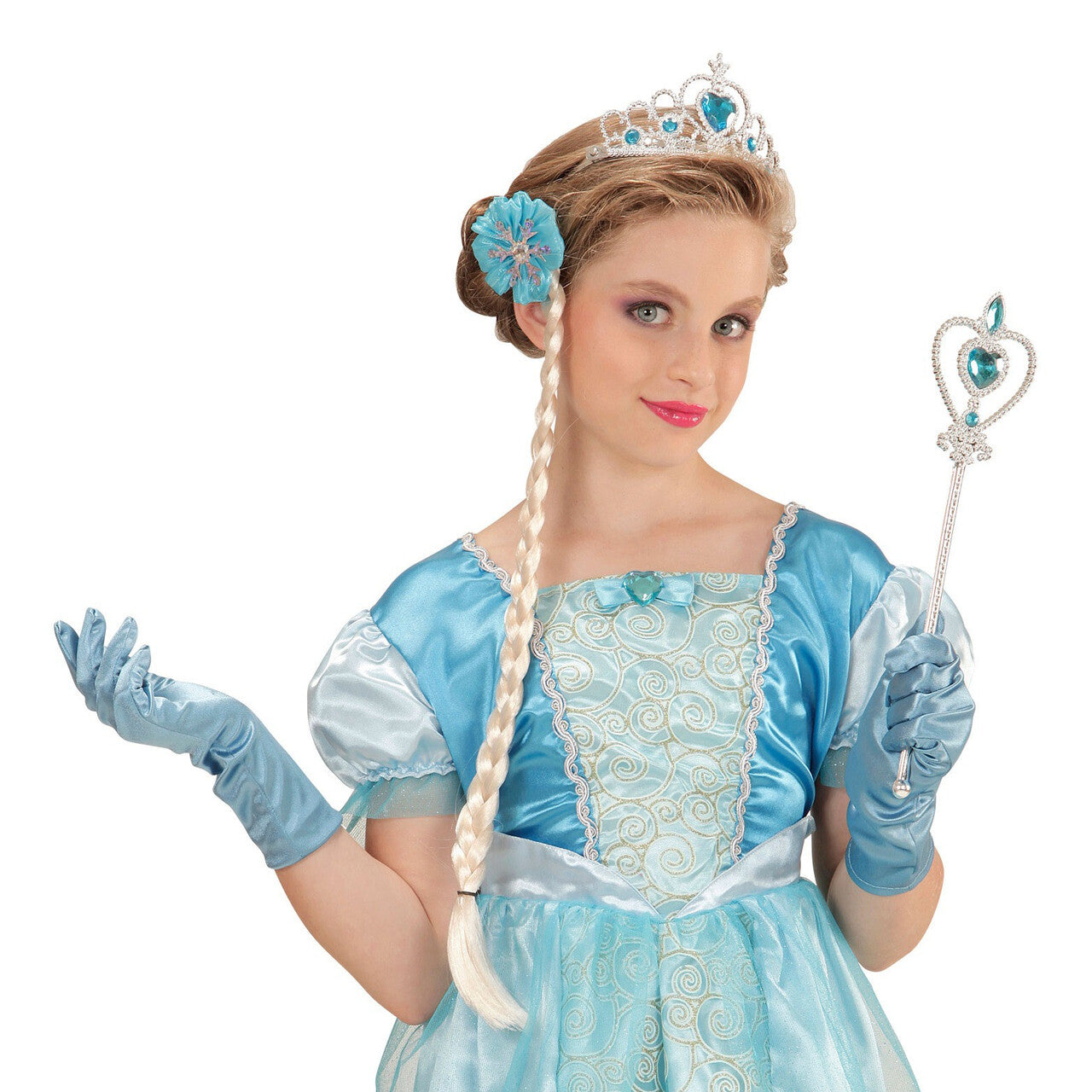 Op deze afbeelding zie je een Accessoires, van het merk Widmann. Kinder Sneeuwprinses Blauw Set