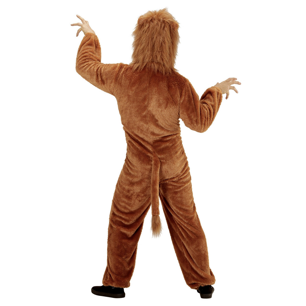 Op deze afbeelding zie je een Kostuums, van het merk Widmann. Bruine Dieren Pluche Leeuw Jumpsuit Kostuum