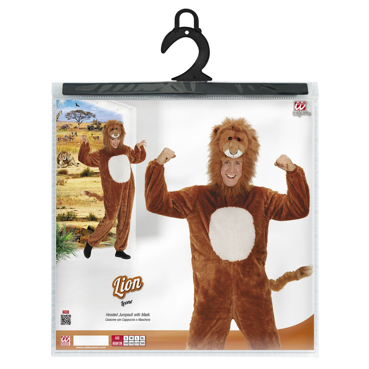 Op deze afbeelding zie je een Kostuums, van het merk Widmann. Bruine Dieren Pluche Leeuw Jumpsuit Kostuum