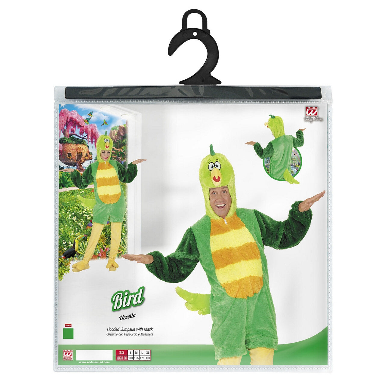 Op deze afbeelding zie je een Kostuums, van het merk Widmann. Fantasie Onesie Pluche Groene Vogel Kostuum