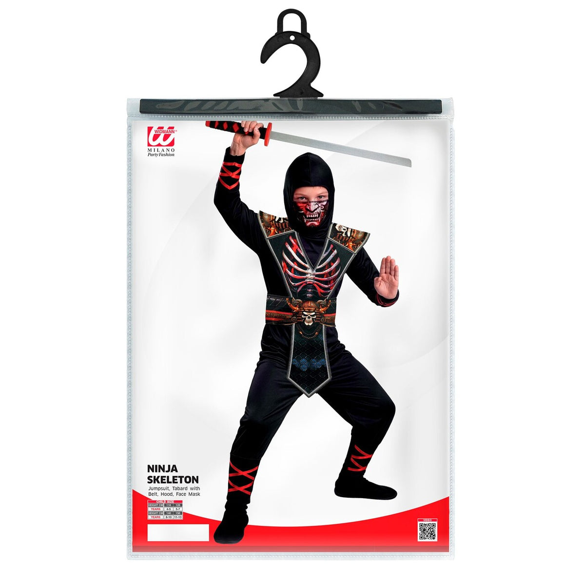 Op deze afbeelding zie je een Kostuums, van het merk Widmann. Ninja Bone Collector Kind Kostuum