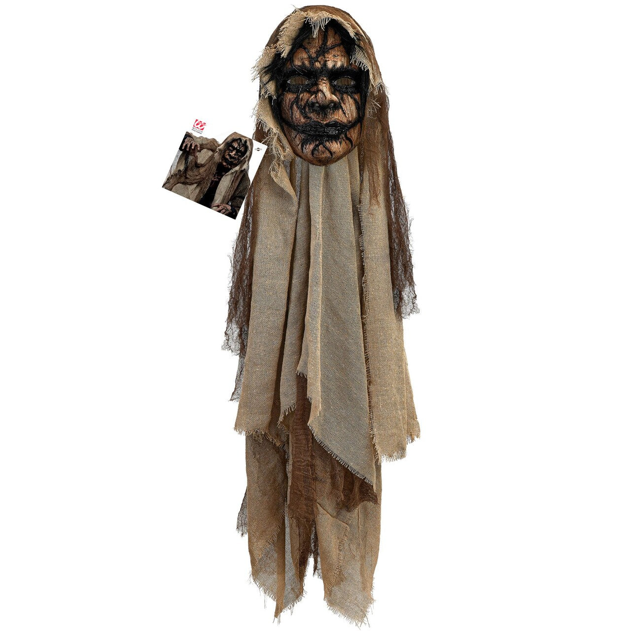 Op deze afbeelding zie je een Kostuums, van het merk Widmann. Masker Met Cape Demon Zombie Man