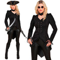 Gothic Style Piraten Jas Zwart Vrouw