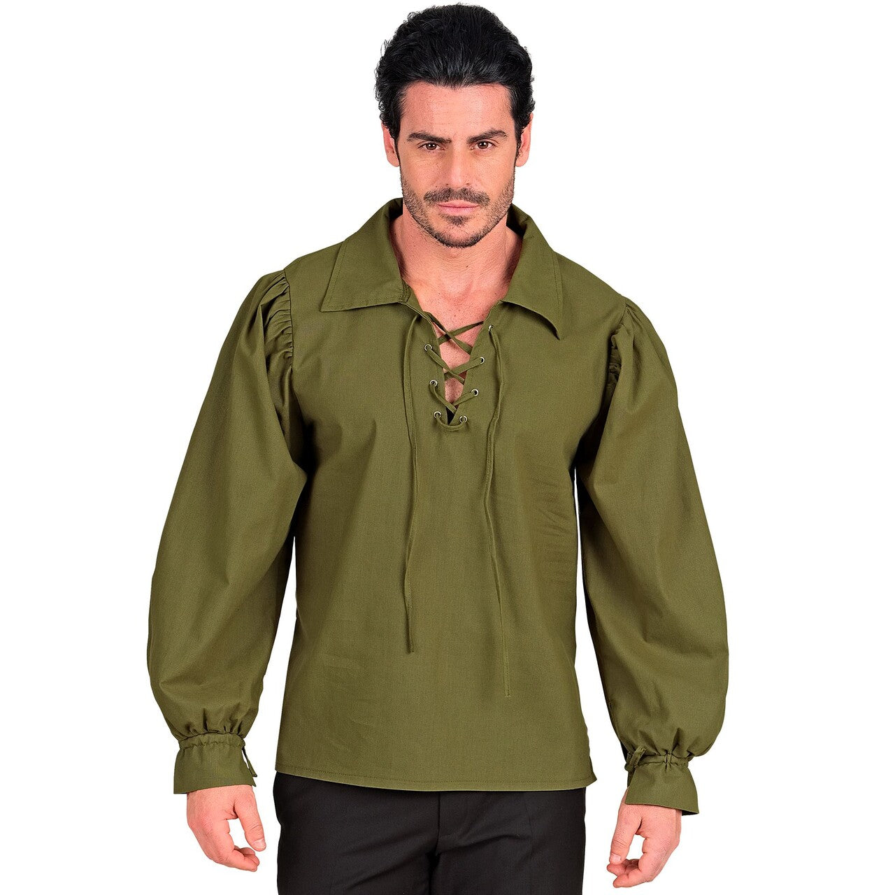 Op deze afbeelding zie je een Kostuums, van het merk Widmann. Groen Shirt Middeleeuwse Boogschieter Man