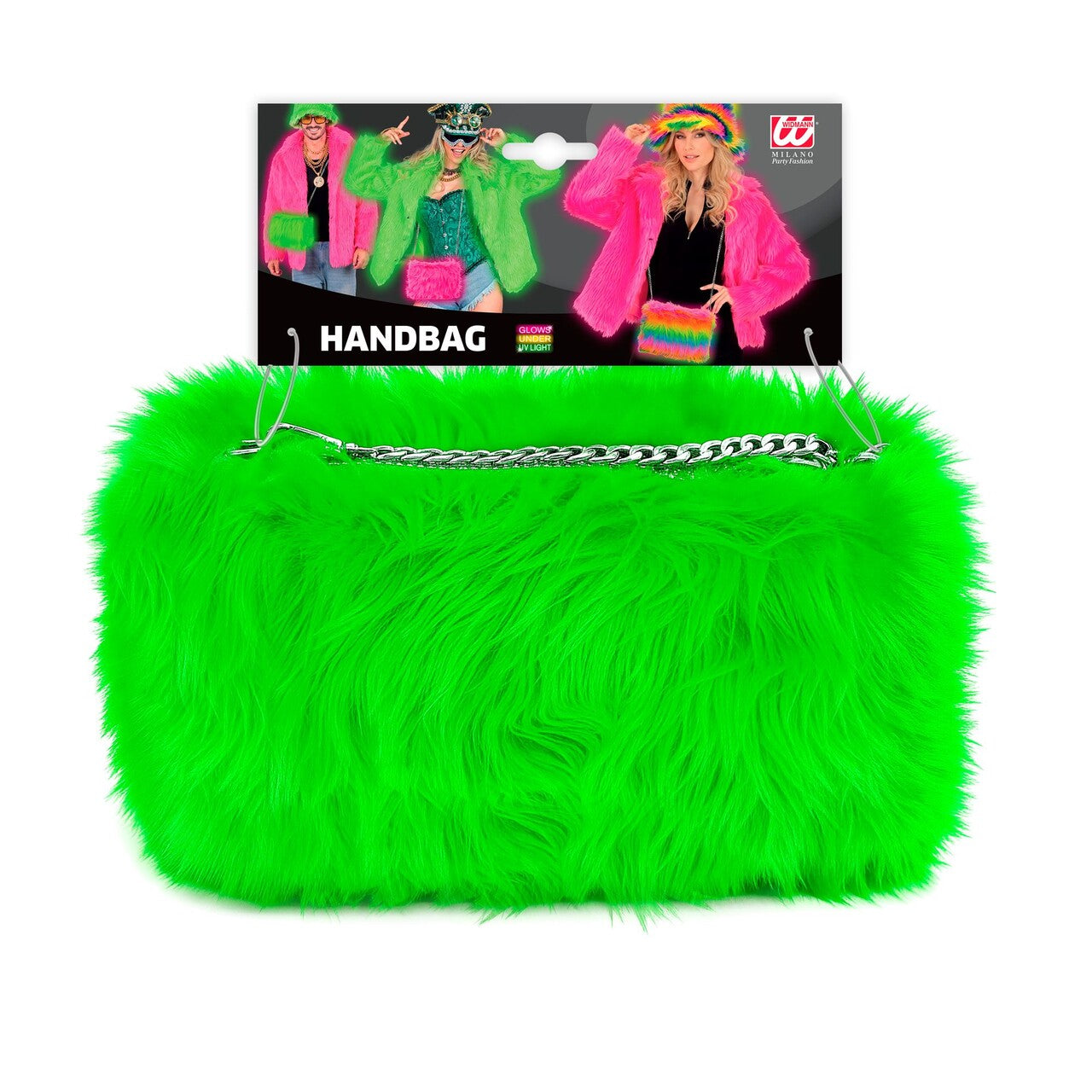 Op deze afbeelding zie je een Accessoires, van het merk Widmann. Zachte Pluche Hand Tas Neon Groen