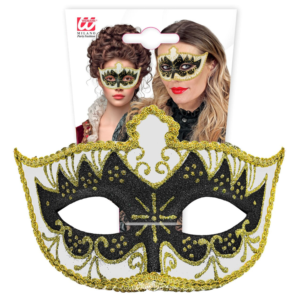 Op deze afbeelding zie je een Accessoires, van het merk Widmann. Venetiaans Gemaskerd Bal Masker Goud / Zwart