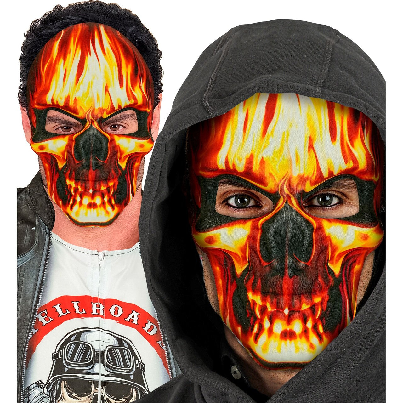 Op deze afbeelding zie je een Accessoires, van het merk Widmann. Skull On Fire Masker