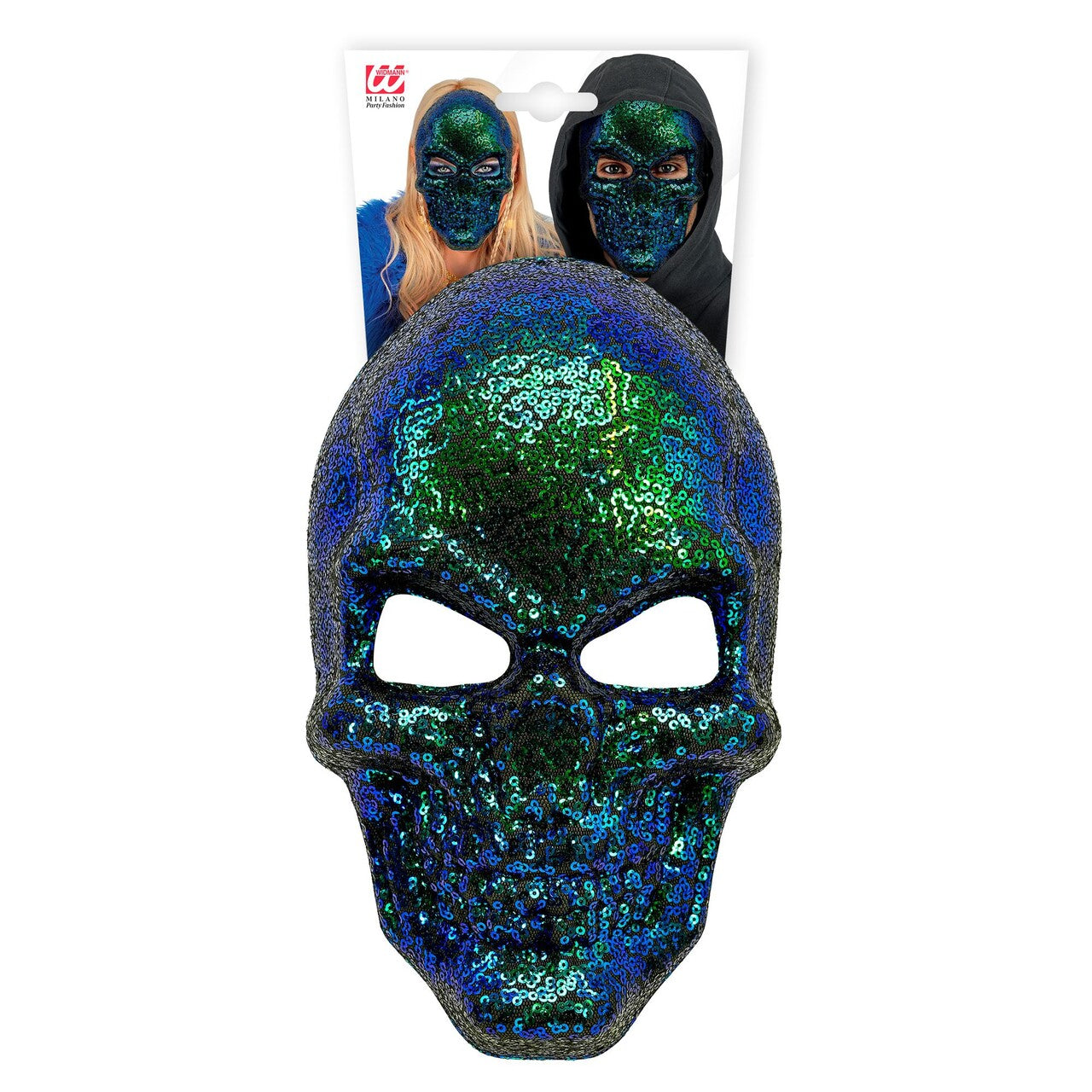 Op deze afbeelding zie je een Accessoires, van het merk Widmann. Glitter And Glam Masker Blauw / Groen