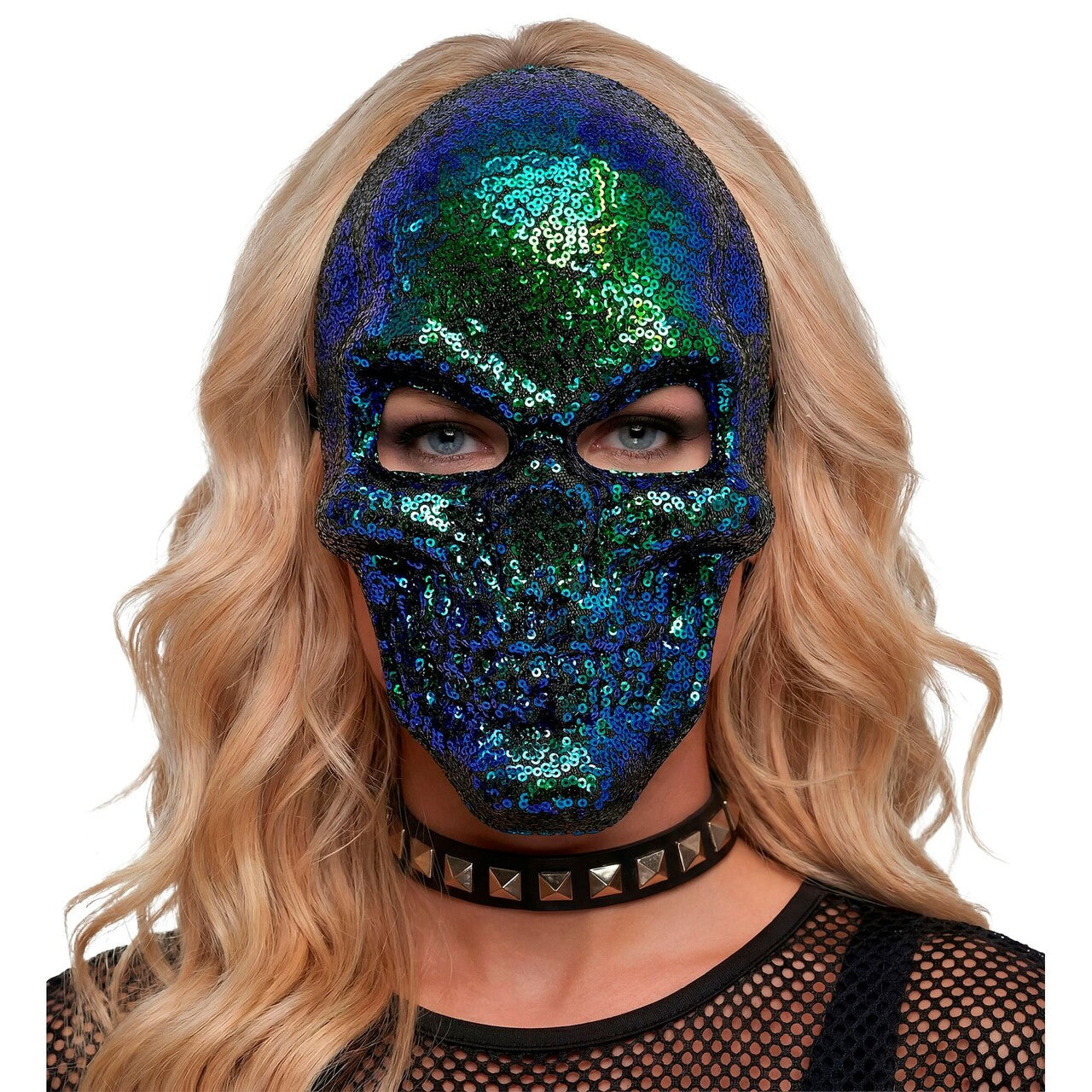 Op deze afbeelding zie je een Accessoires, van het merk Widmann. Glitter And Glam Masker Blauw / Groen