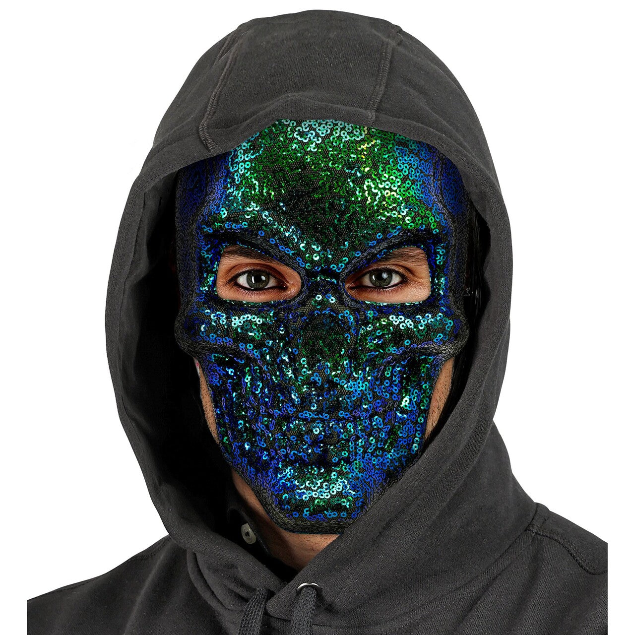 Op deze afbeelding zie je een Accessoires, van het merk Widmann. Glitter And Glam Masker Blauw / Groen