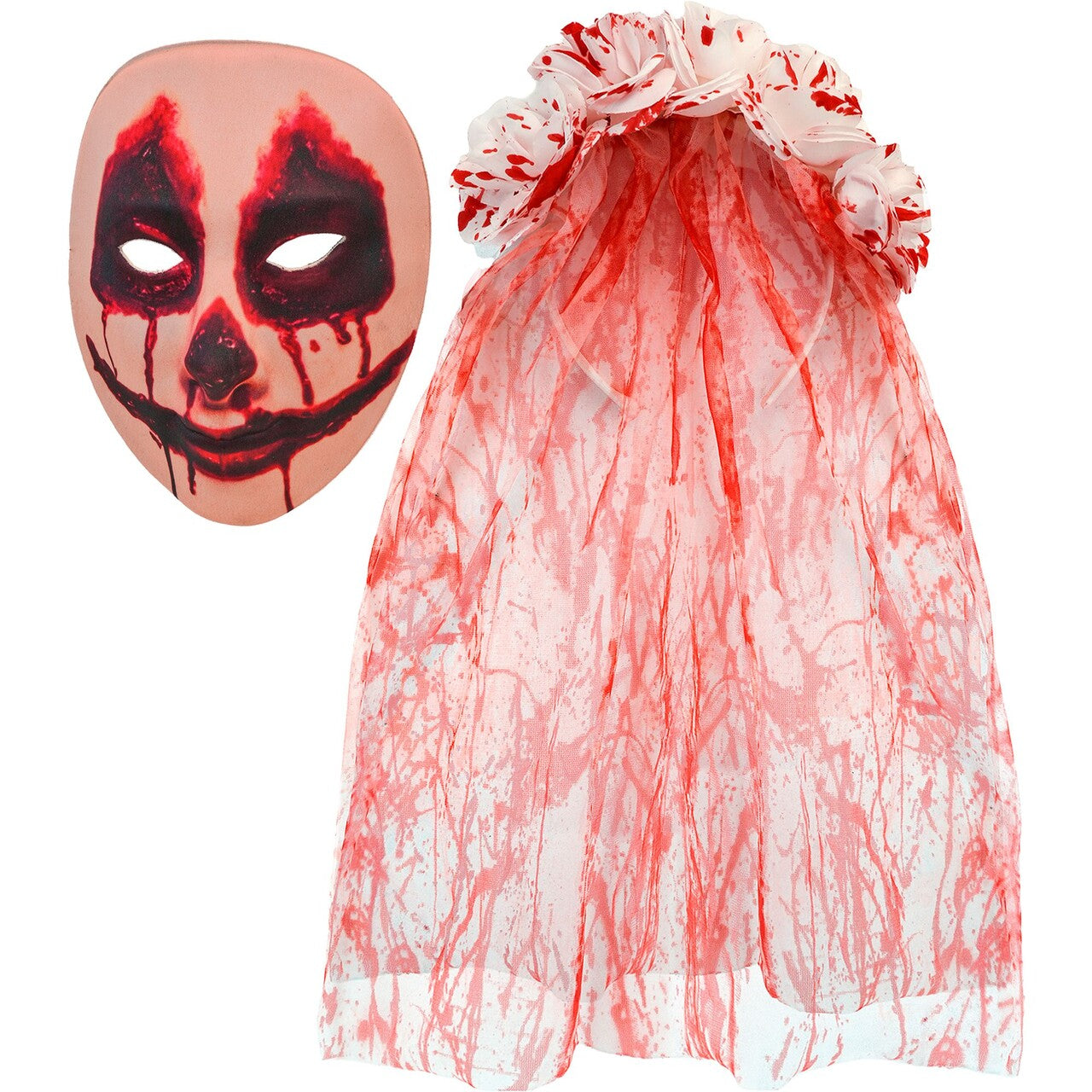 Op deze afbeelding zie je een Accessoires, van het merk Widmann. Vermoorde Onschuld Bruid Masker Met Sluier