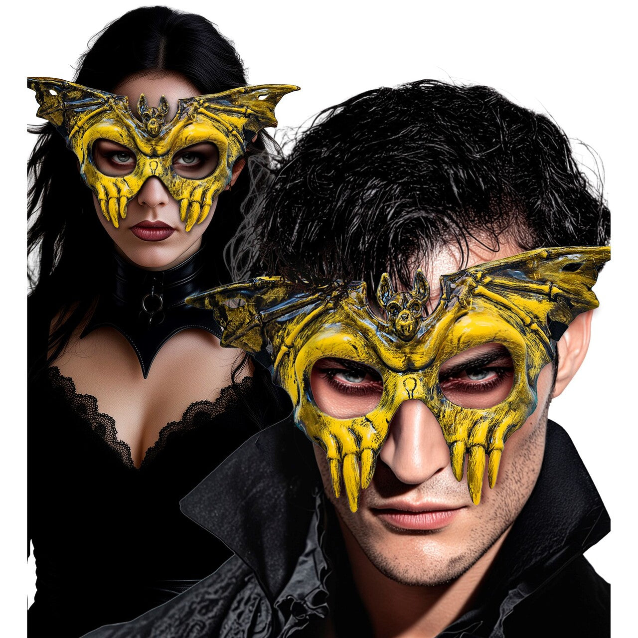 Op deze afbeelding zie je een Accessoires, van het merk Widmann. Yellow Poison Bat Masker