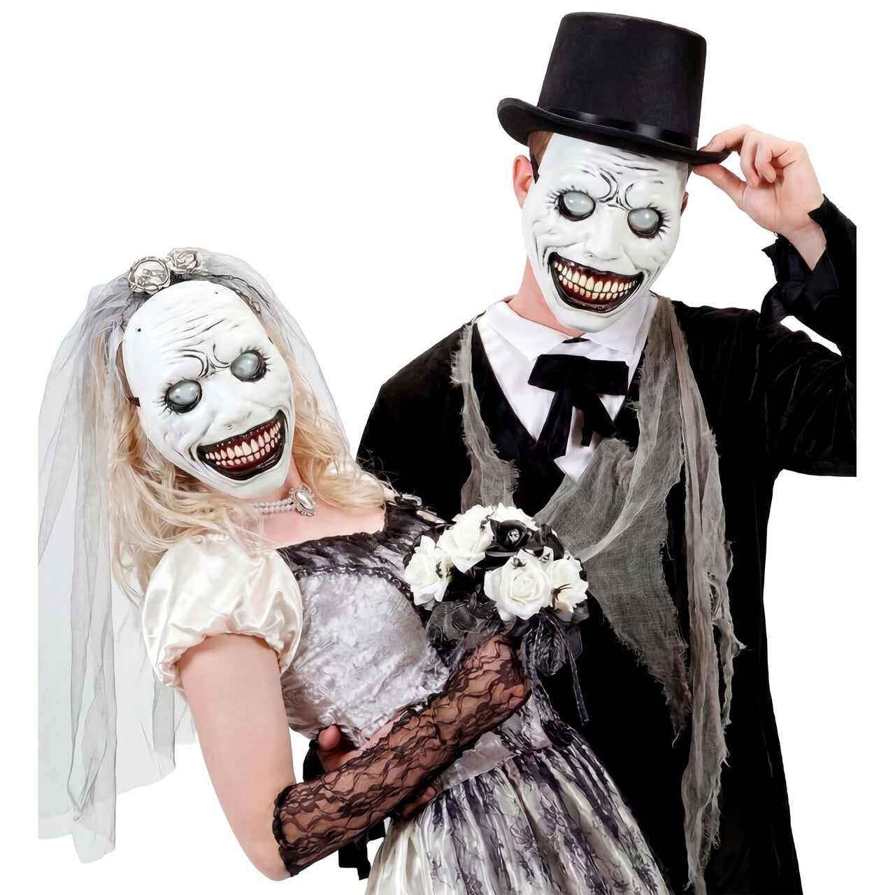 Op deze afbeelding zie je een Accessoires, van het merk Widmann. Masker White Smiling Evil Clown
